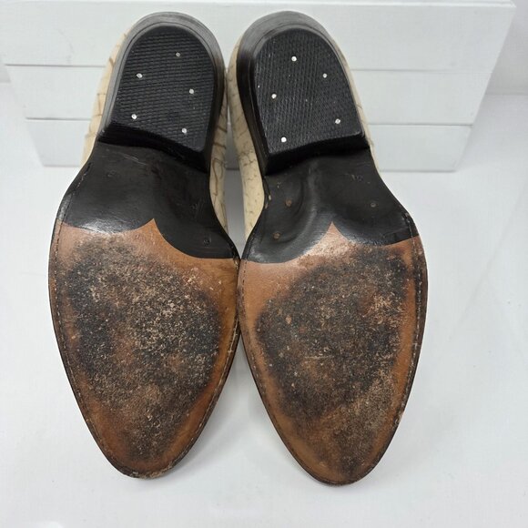 Botas Jaca Mens Suede Cowboy Boots Size 6 Beige Short Leather Western Coastal - Picture 10 of 13